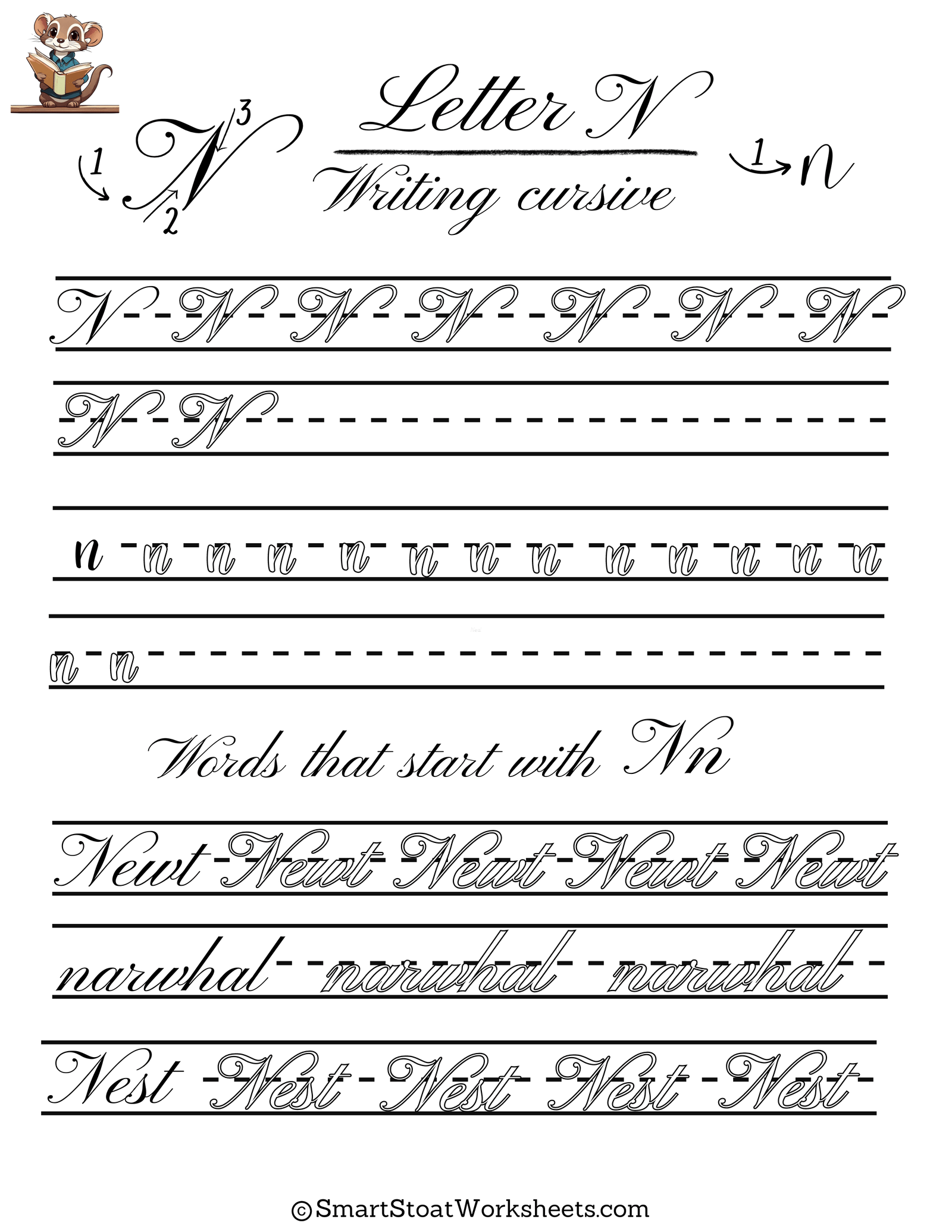 Letter N Cursive Handwriting