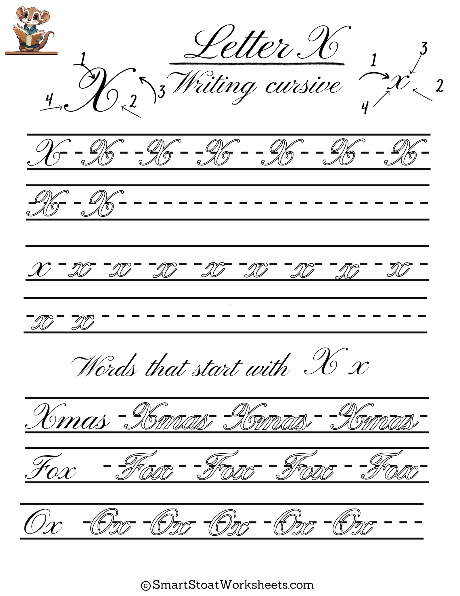 Letter X Cursive Handwriting