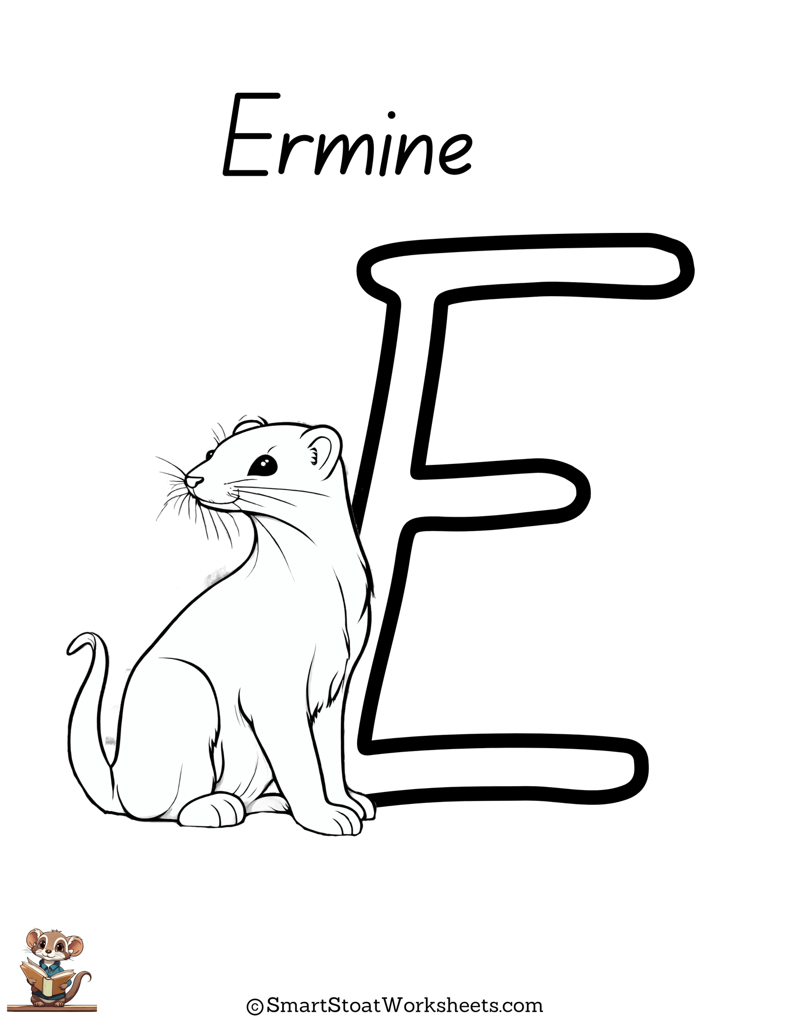 Coloring Page Letter E, free, printable