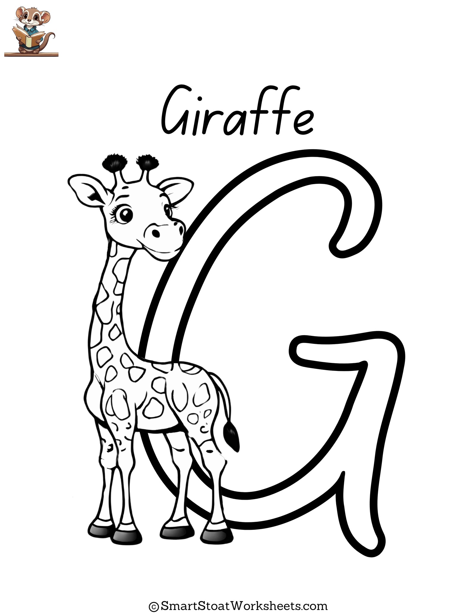 printable free coloring page letter g