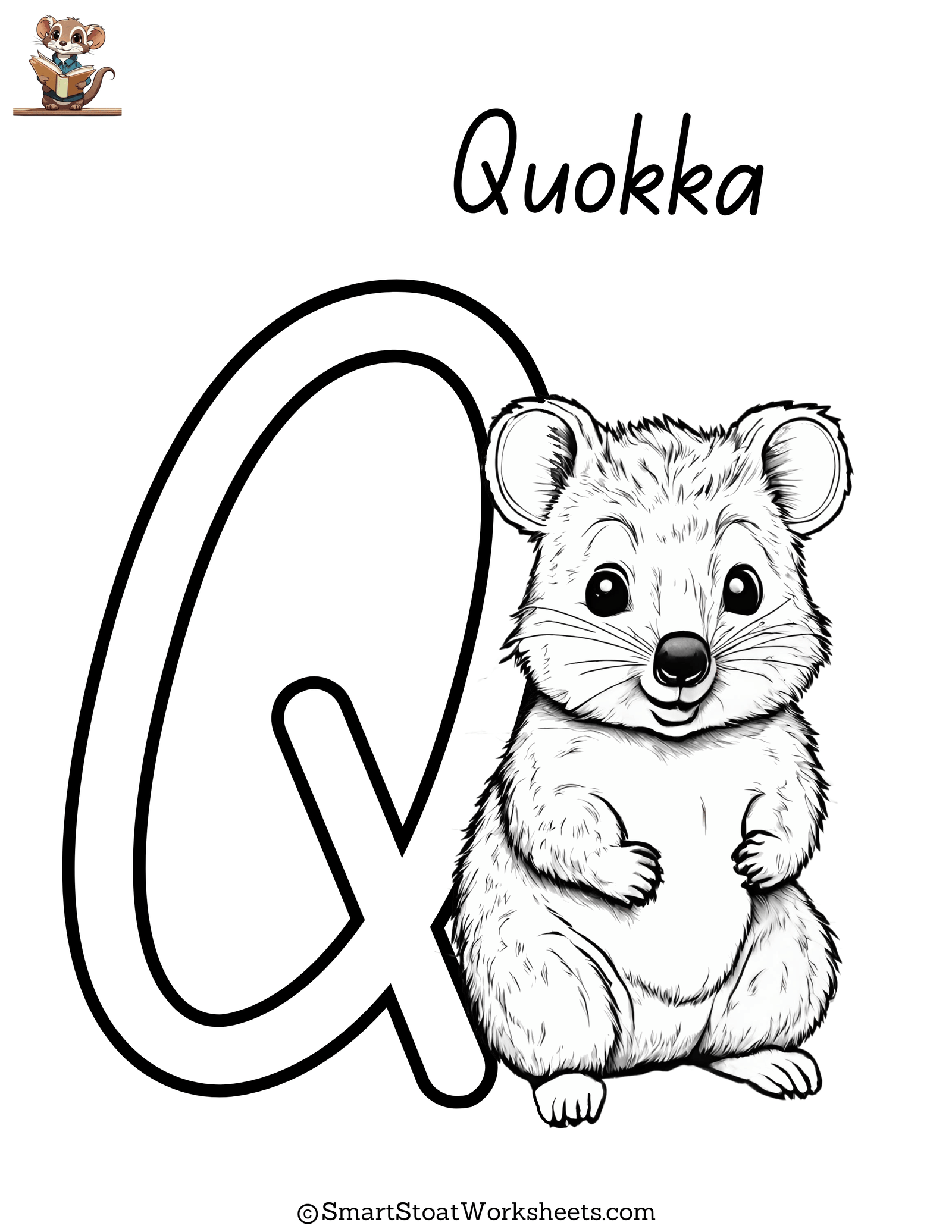 printable free coloring page letter q