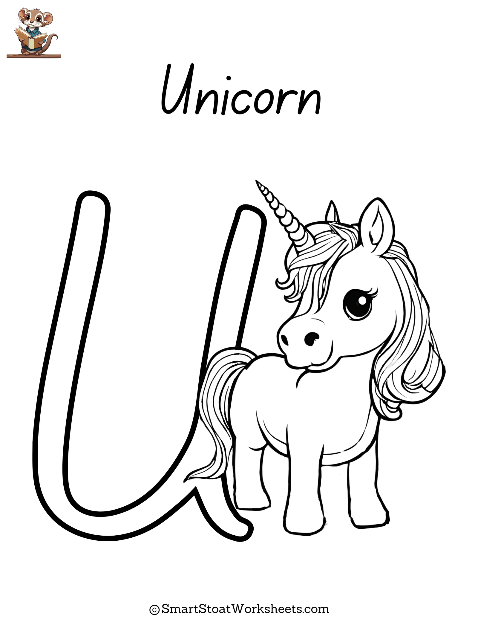 printable free coloring page letter u
