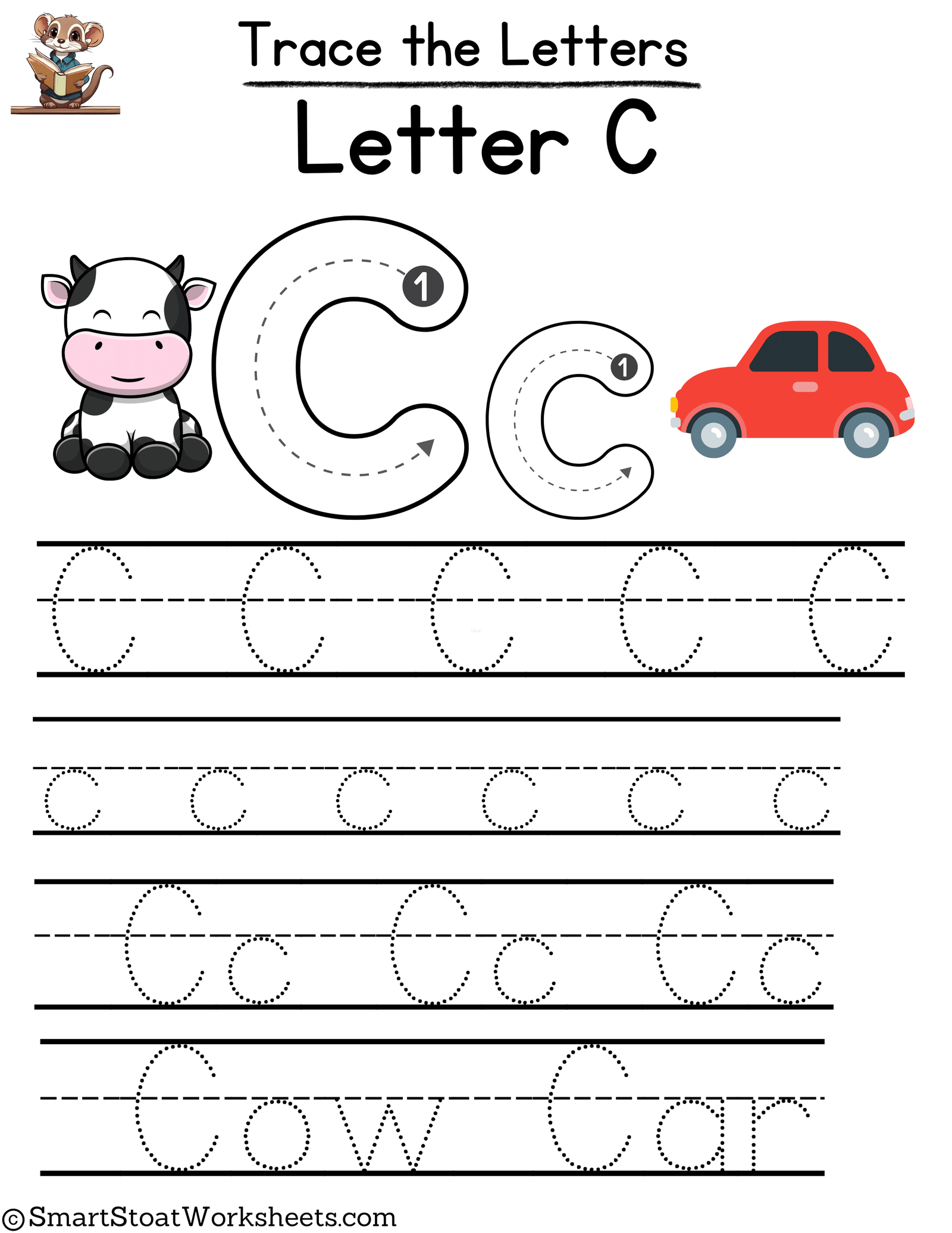 free letter c worksheet for kindergarten and preschool kids