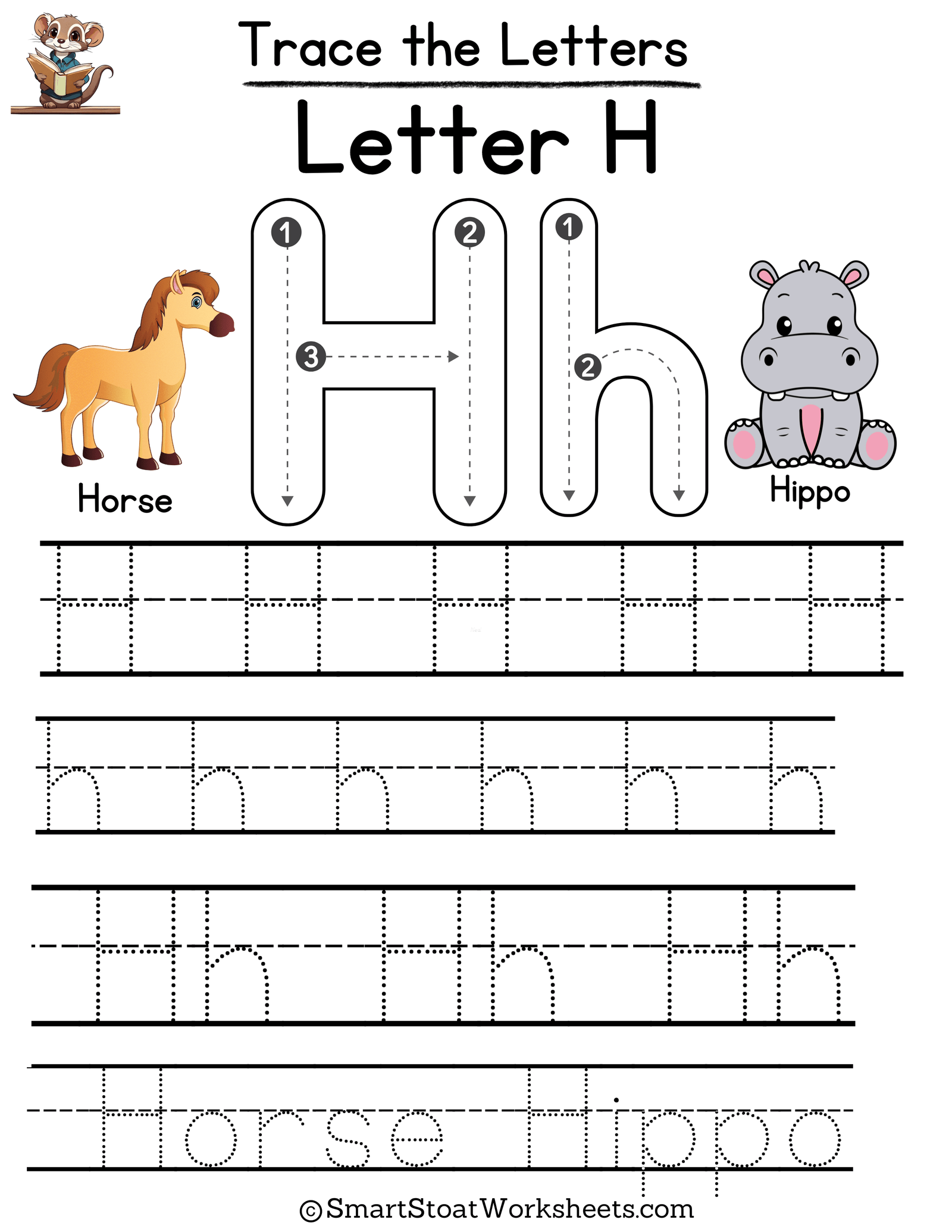 worksheet letter h for kindergarten - free download