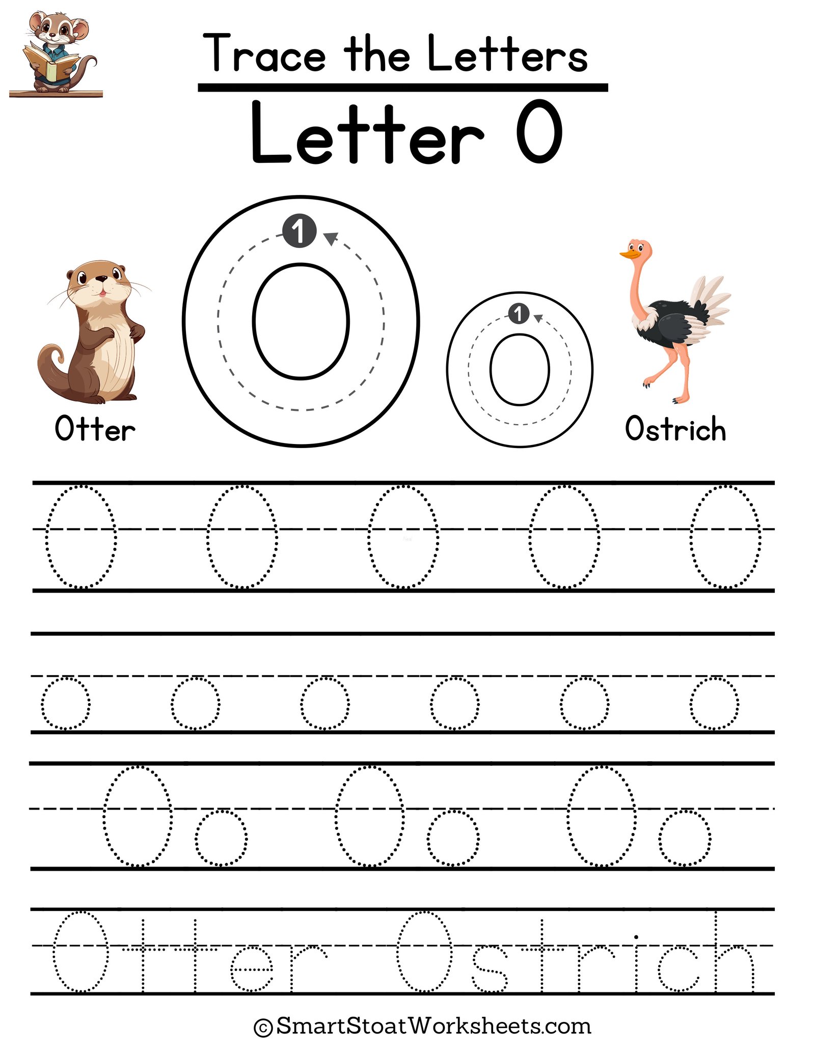 letter o traceable worksheet (free download)