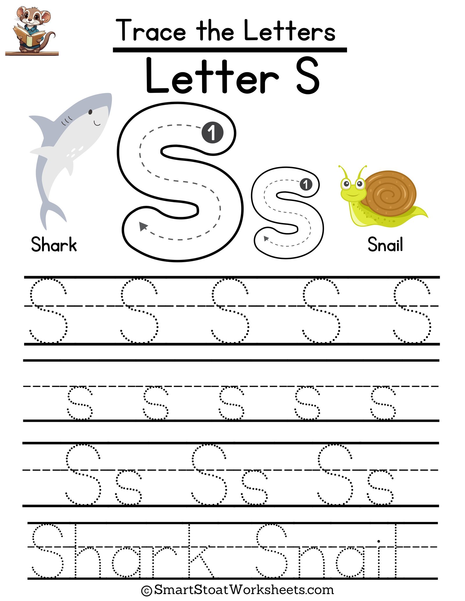 letter s worksheet for preschool and kindergarten kids