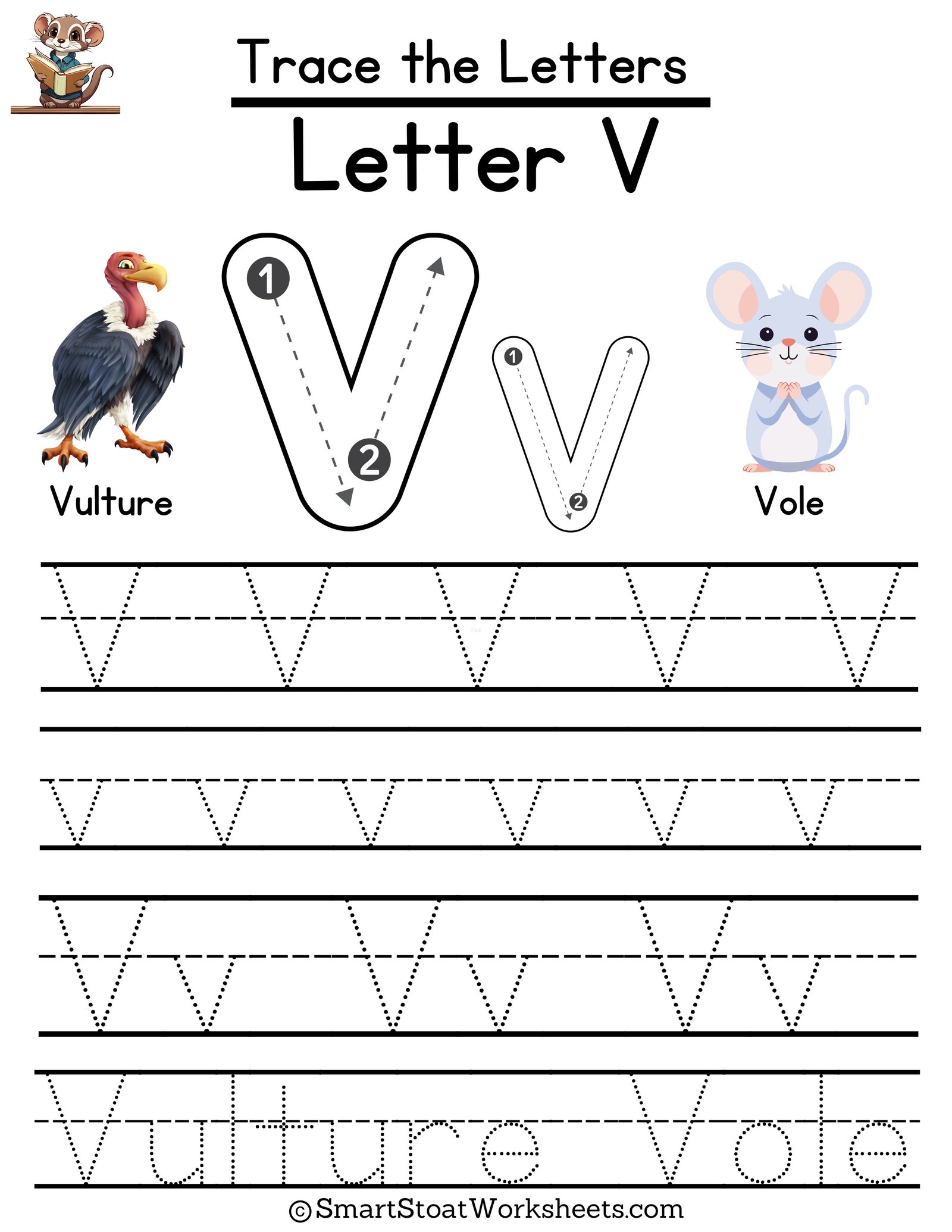 Letter V Worksheet for Preschool and Kindergarten kids (free PDF)