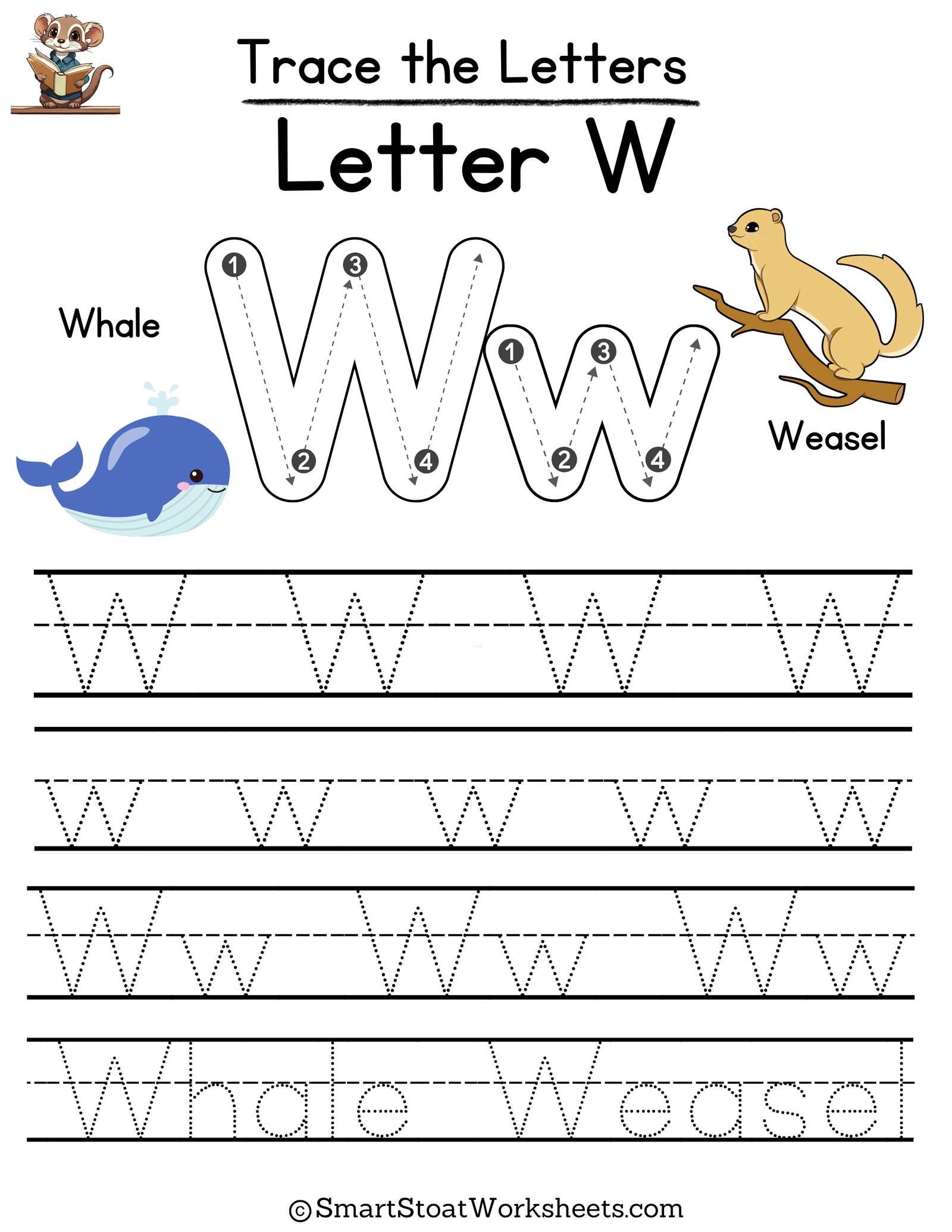 Letter W Worksheet for Kindergarten kids