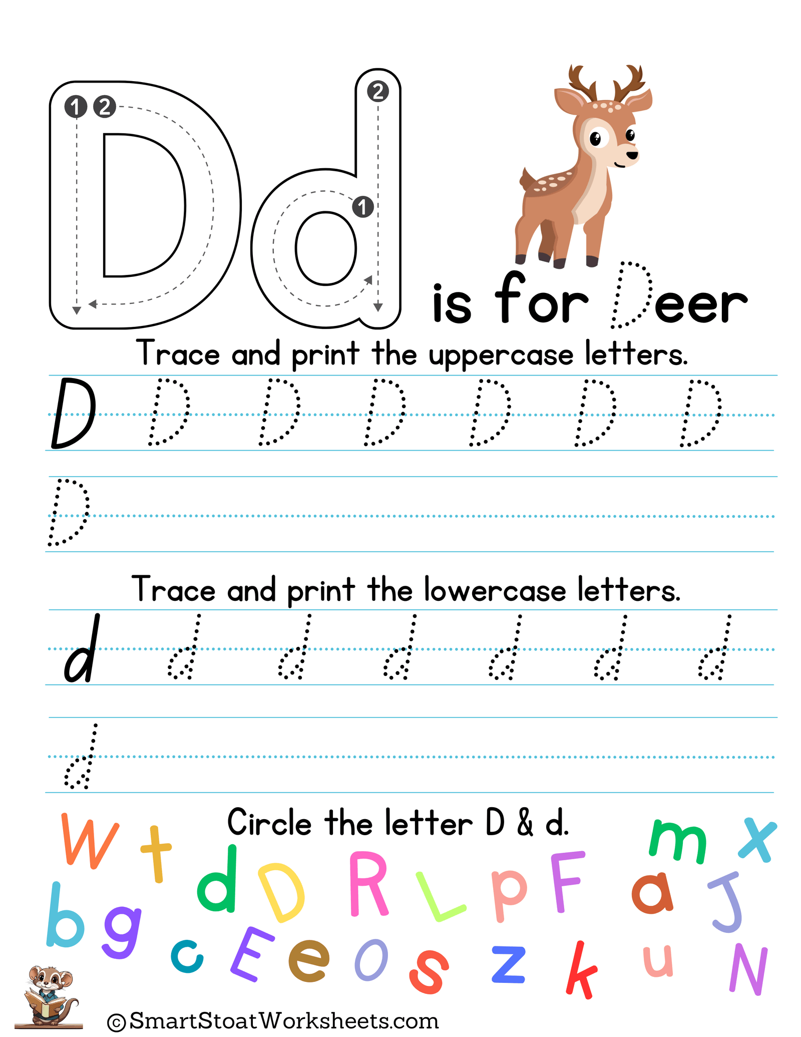 printing letter d (free PDF)