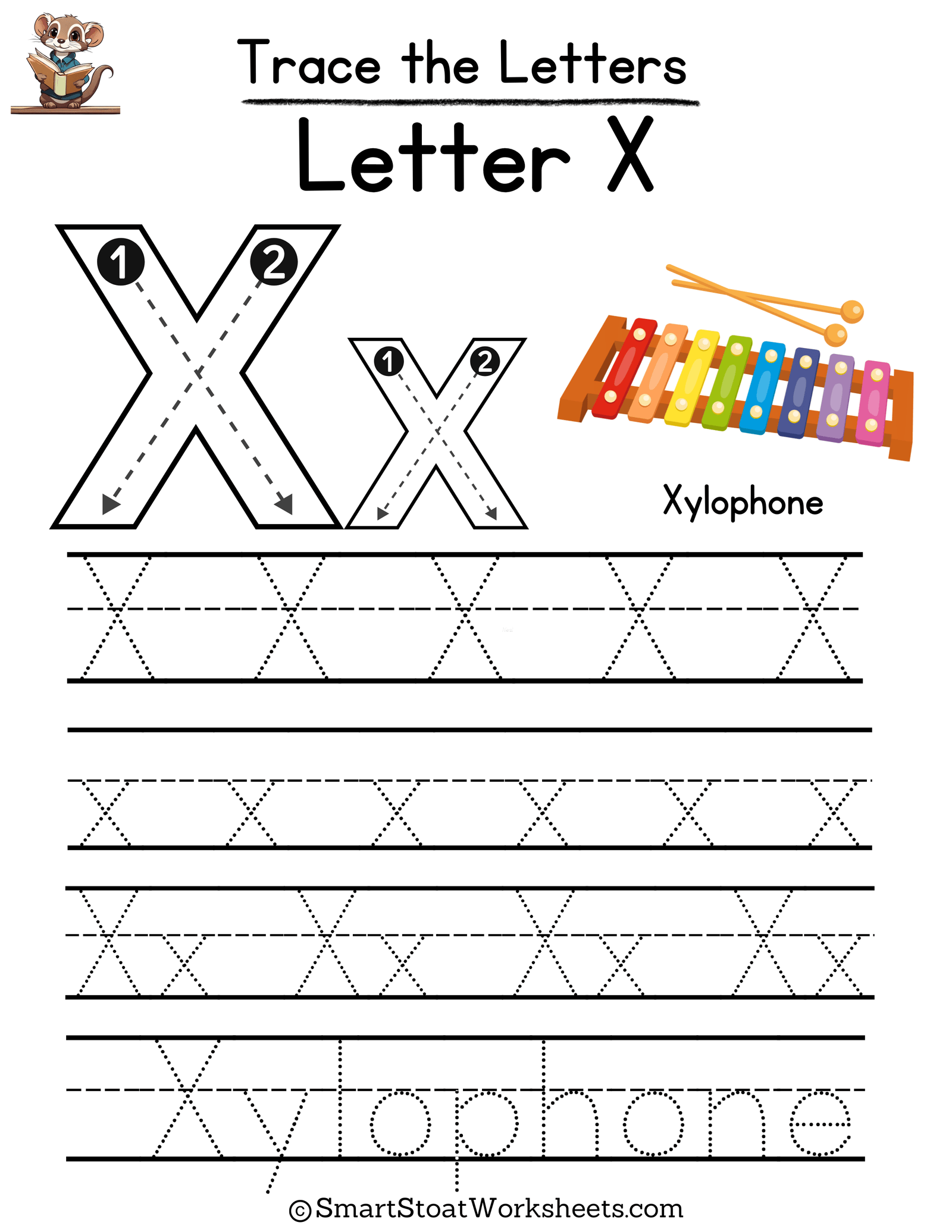 Tracing Letter X Worksheet