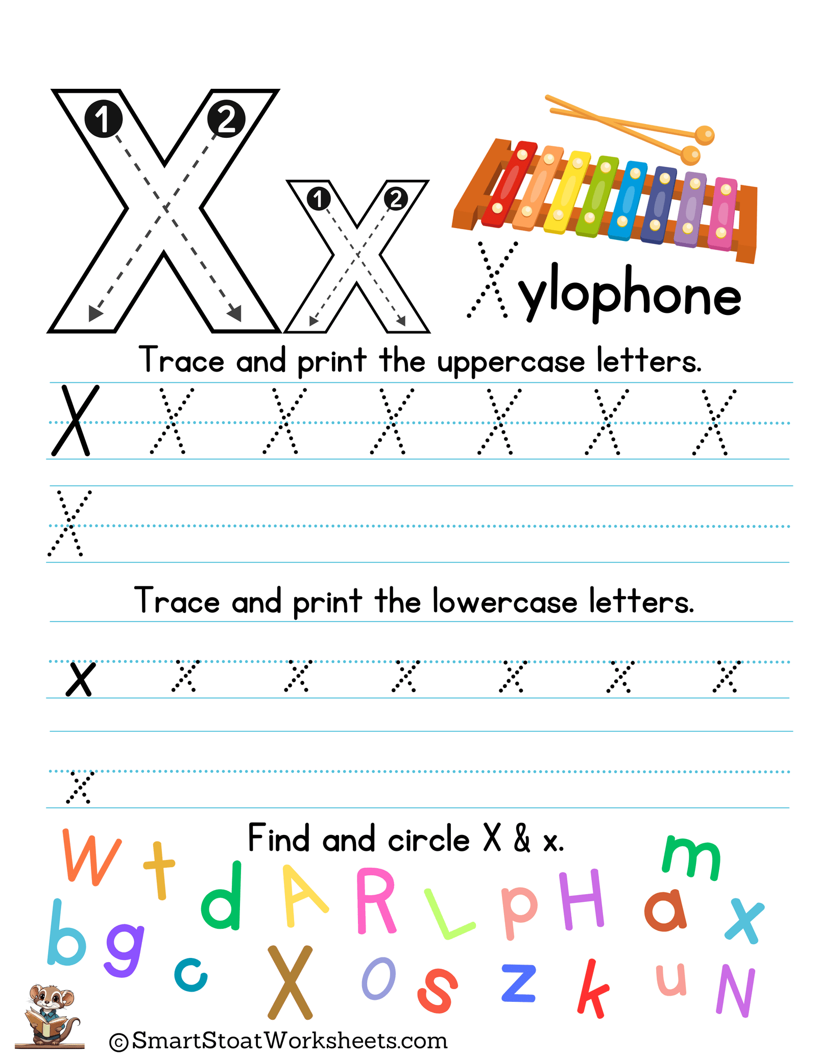 alphabet printing letters x