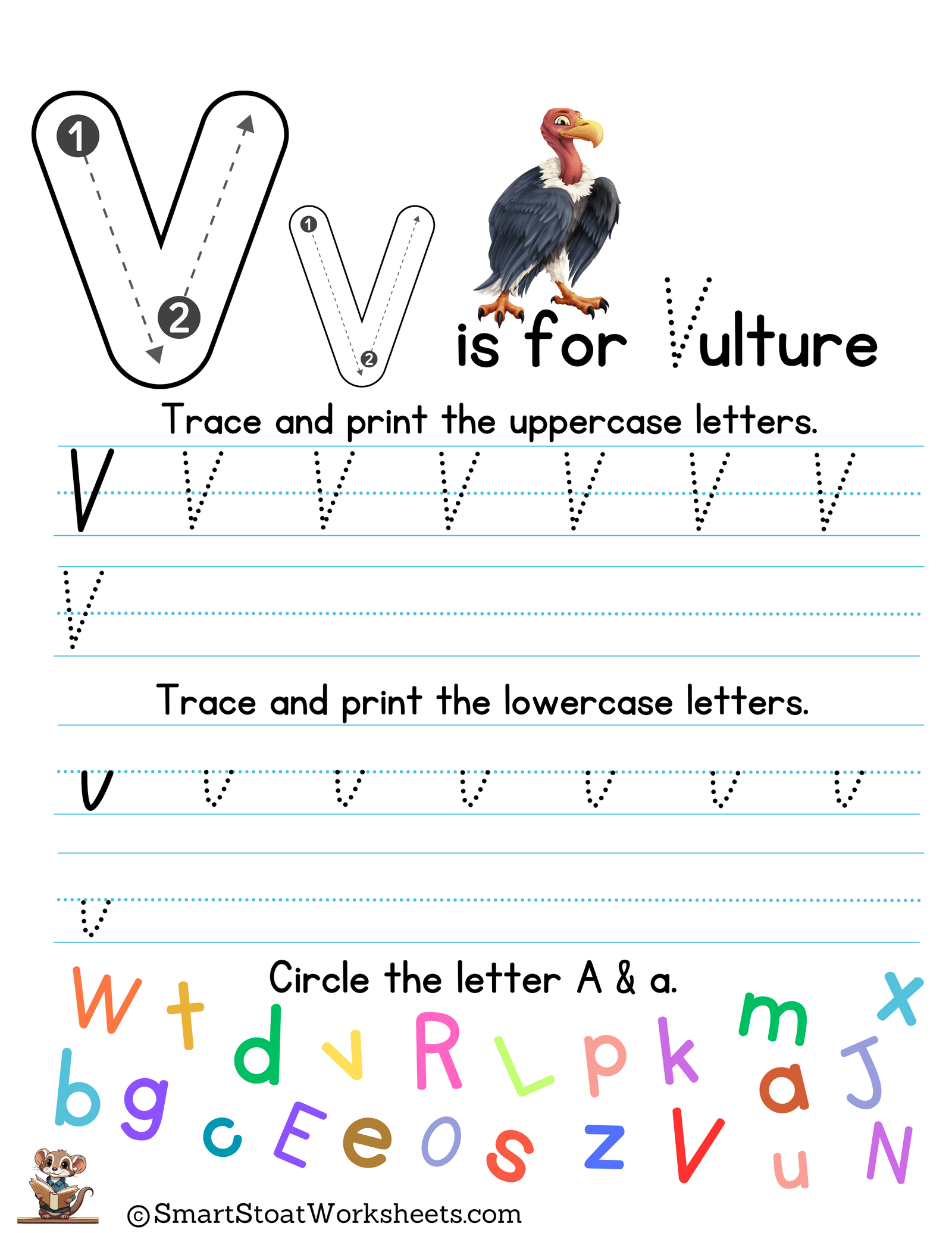 letter v printing worksheet