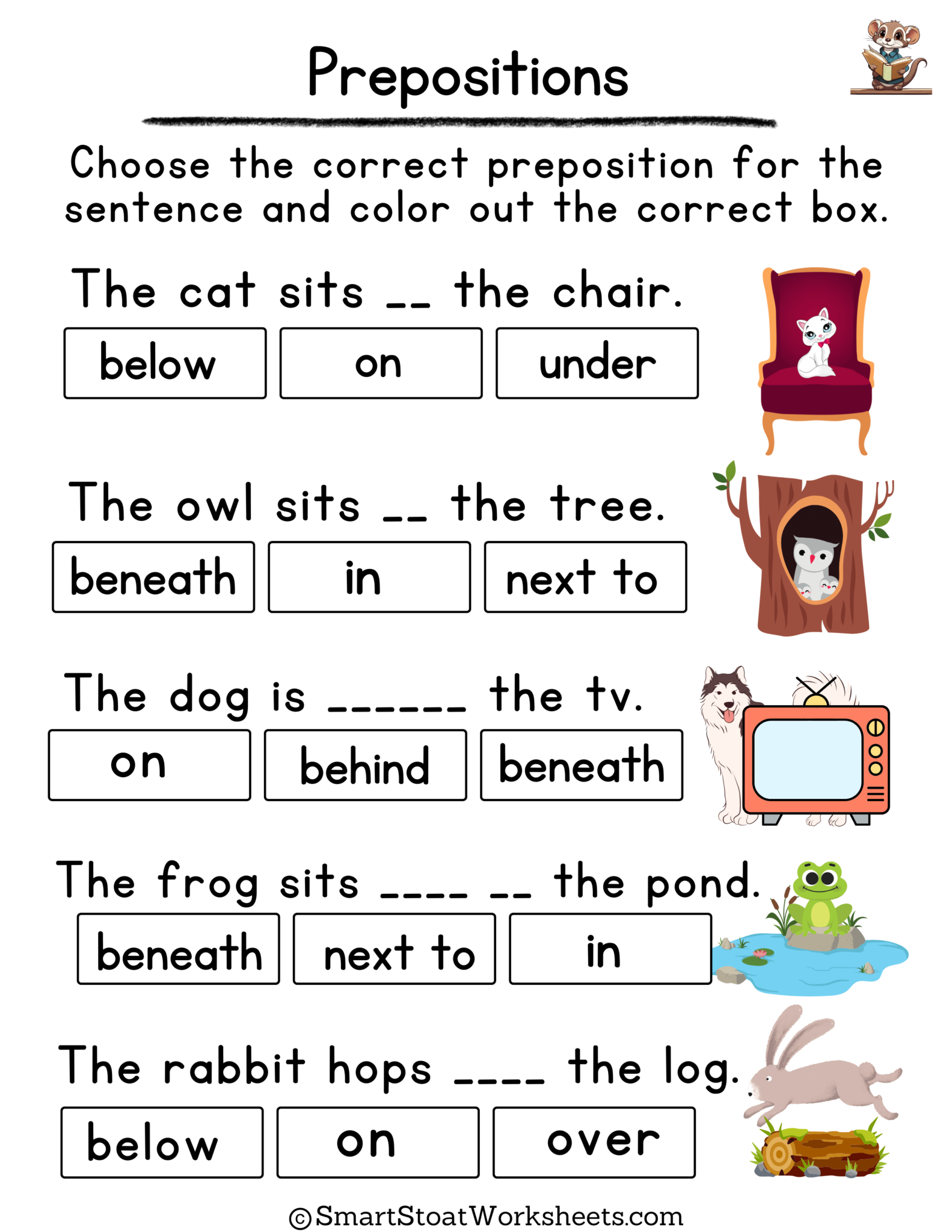 Prepositions Worksheets for Kindergarten (FREE PDF)