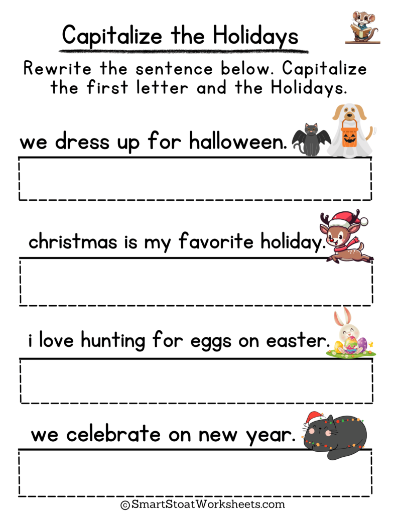 Capitalizing Days Worksheet