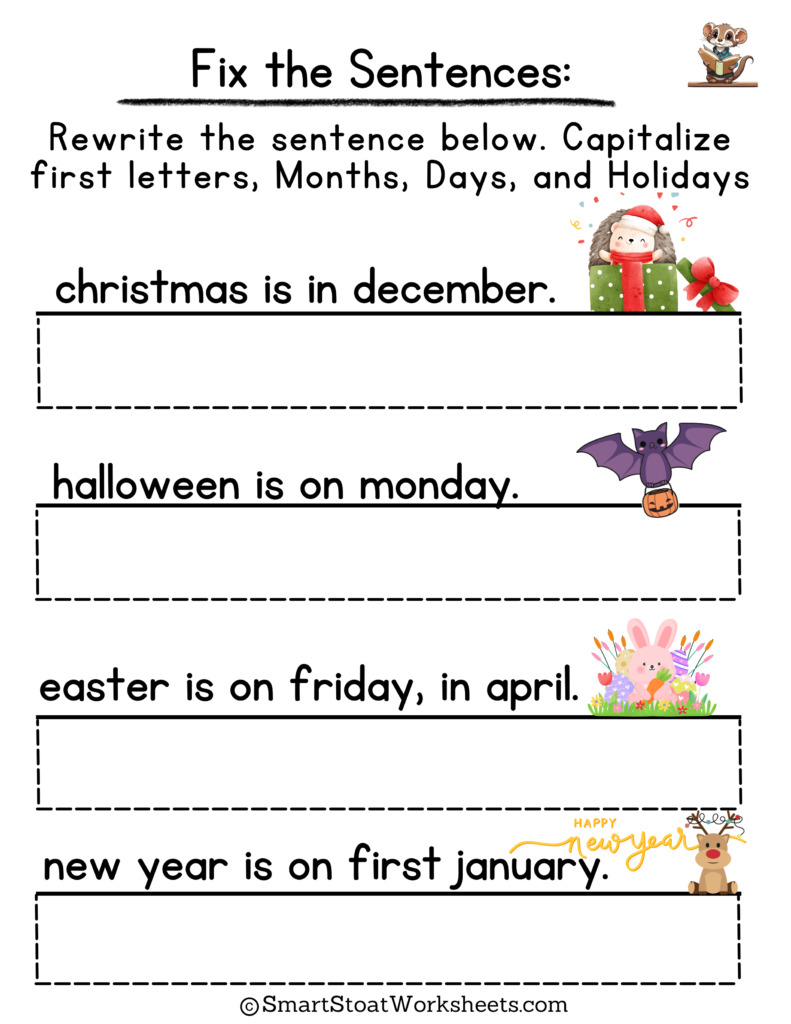 Practice Capitalization Worksheets