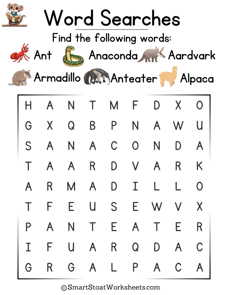 Printable Word Searches For Kindergarten Free