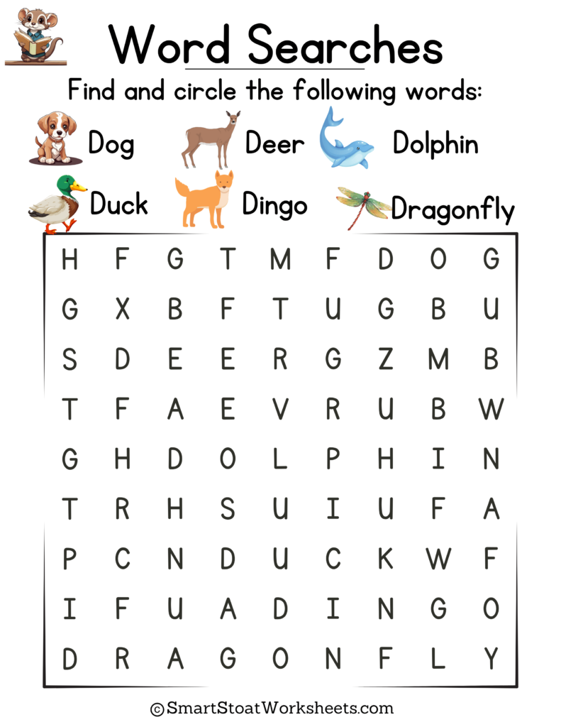 Printable Word Searches Preschool