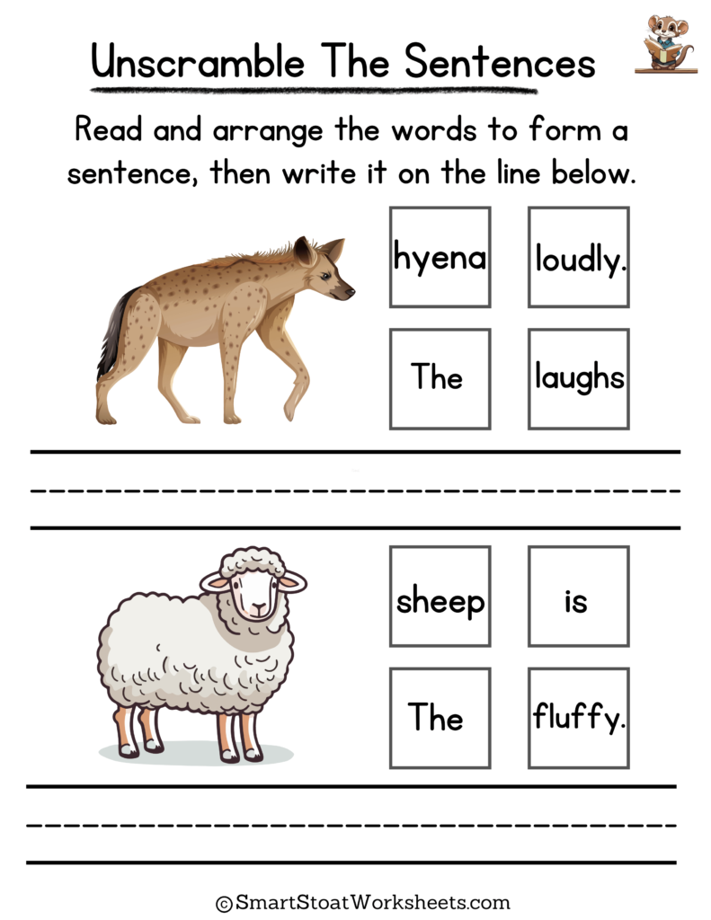 Unscramble Sentences Worksheets Kindergarten Download