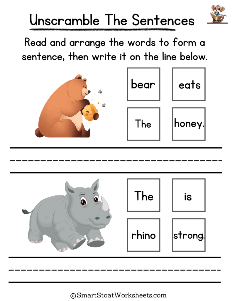 Unscramble Sentences Worksheets PDF