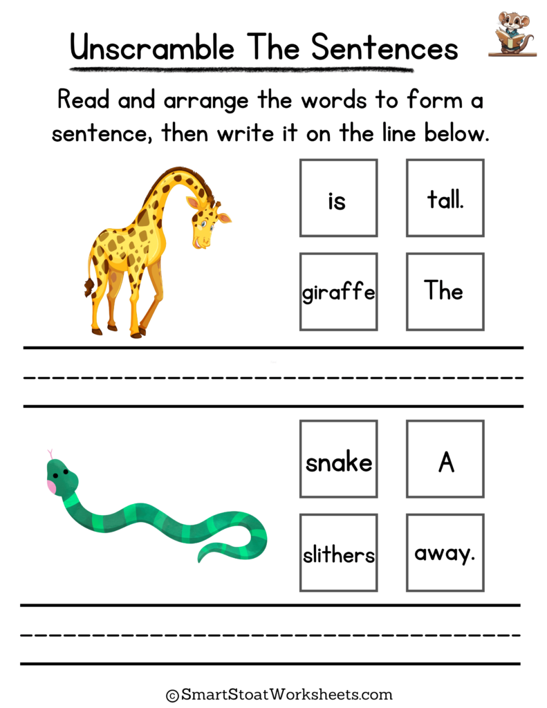 Unscramble Sentences Worksheets Preschool