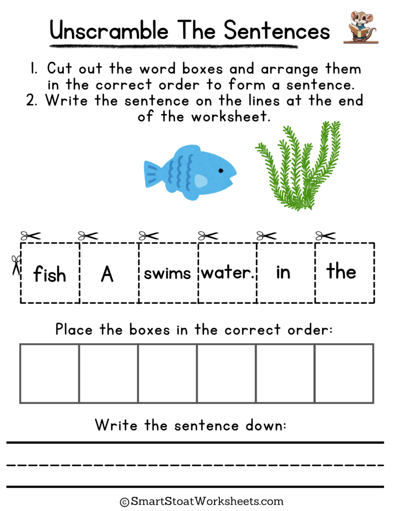 Unscramble The Sentences Worksheet Kindergarten