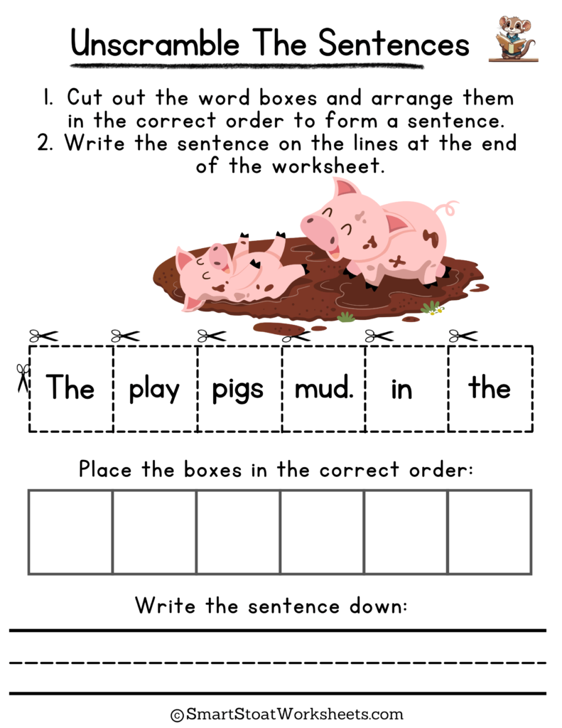 Unscramble The Sentences Worksheet Kindergarten