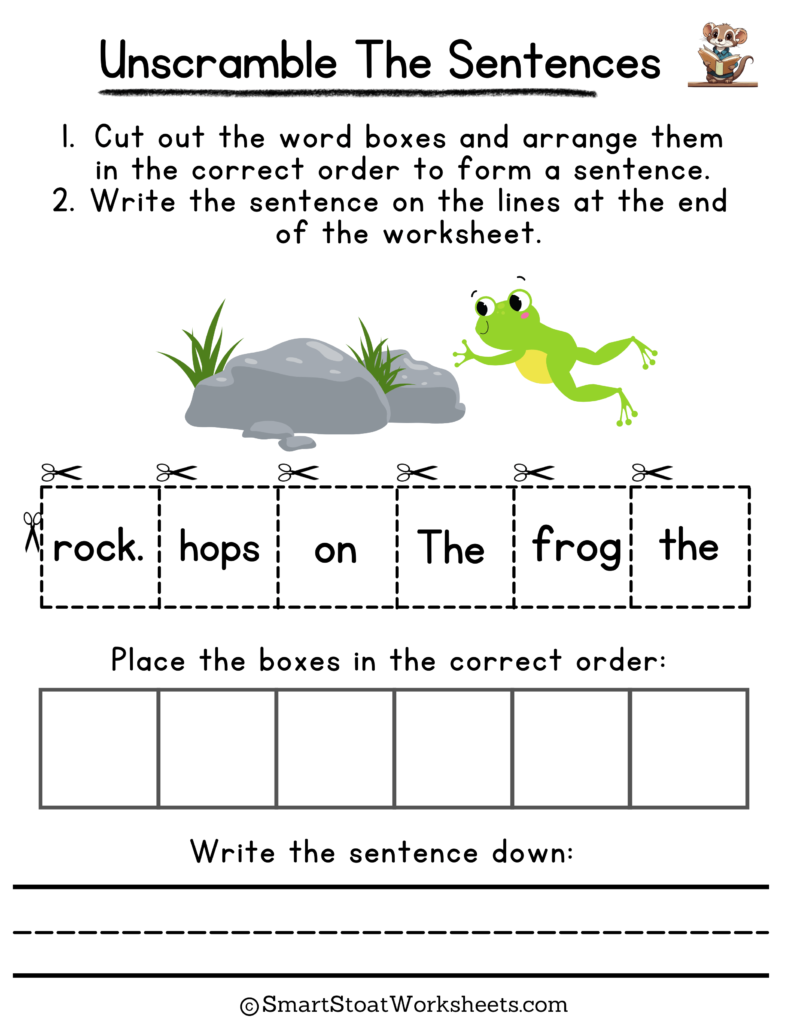 Unscramble The Sentences Worksheet Kindergarten