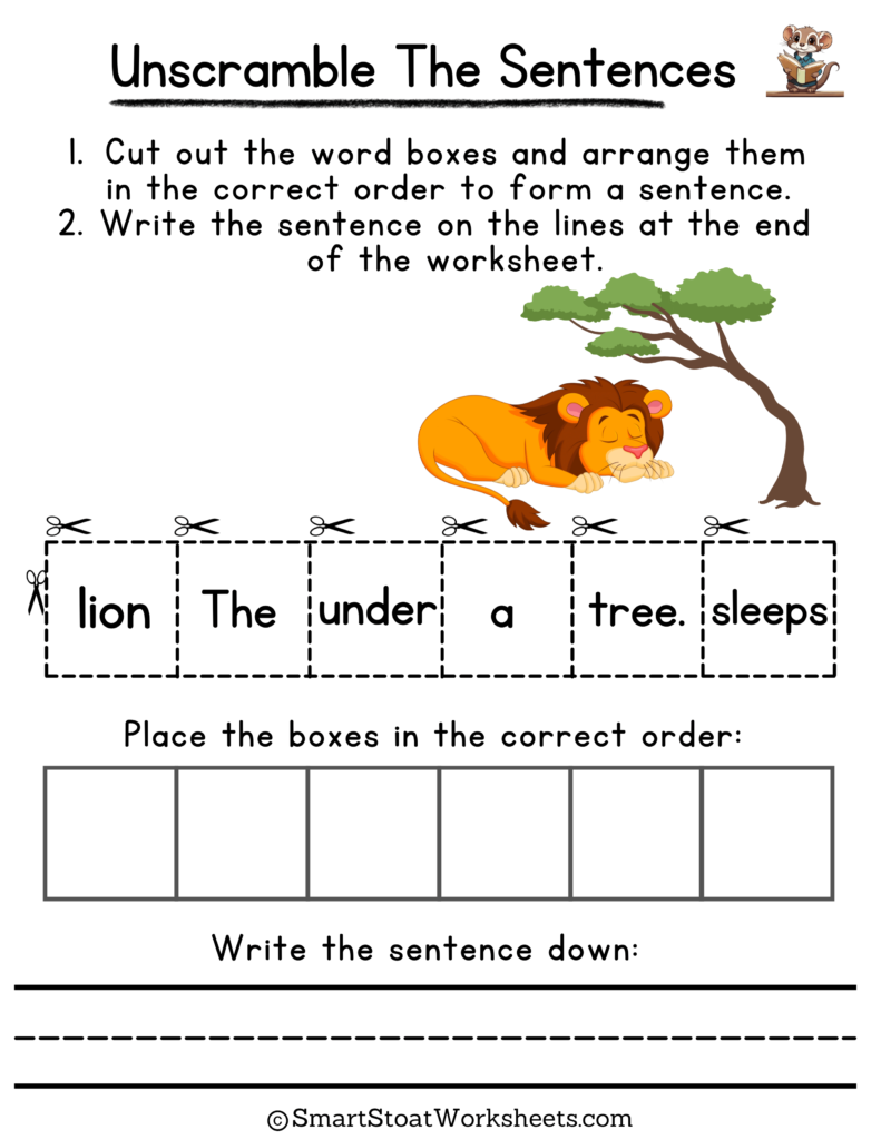 Unscramble The Sentences Worksheet Kindergarten