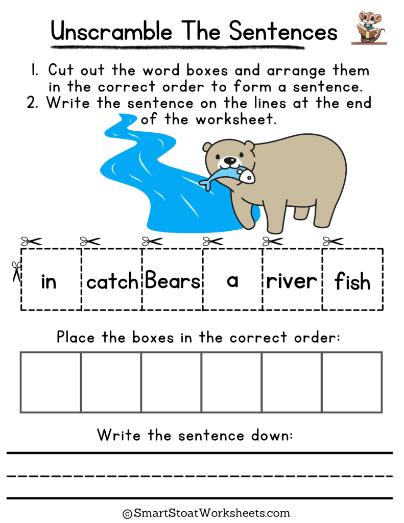 Unscramble The Sentences Worksheet Kindergarten