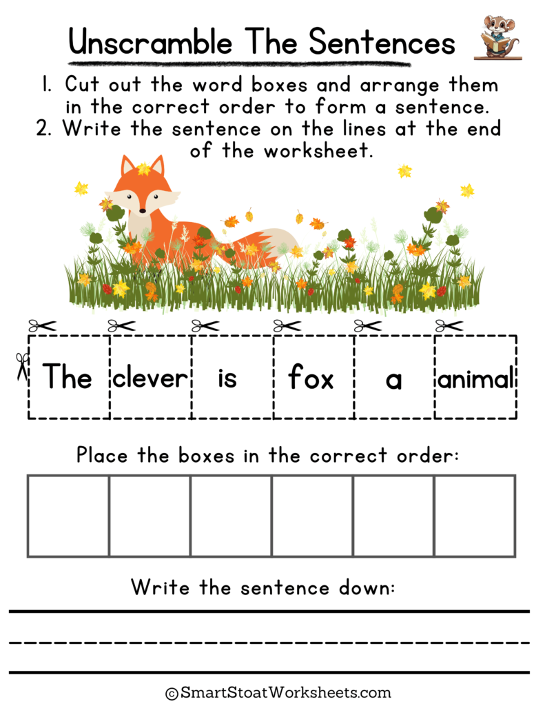 Unscramble The Sentences Worksheet Kindergarten