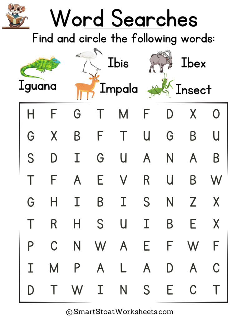 Word Searches For Kindergarten (Letter I)