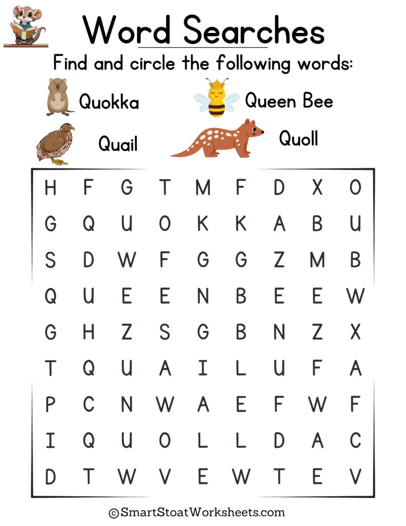 Word Searches For Kindergarten Letter q