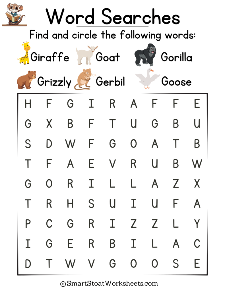 Word Searches For Kindergarten PDF