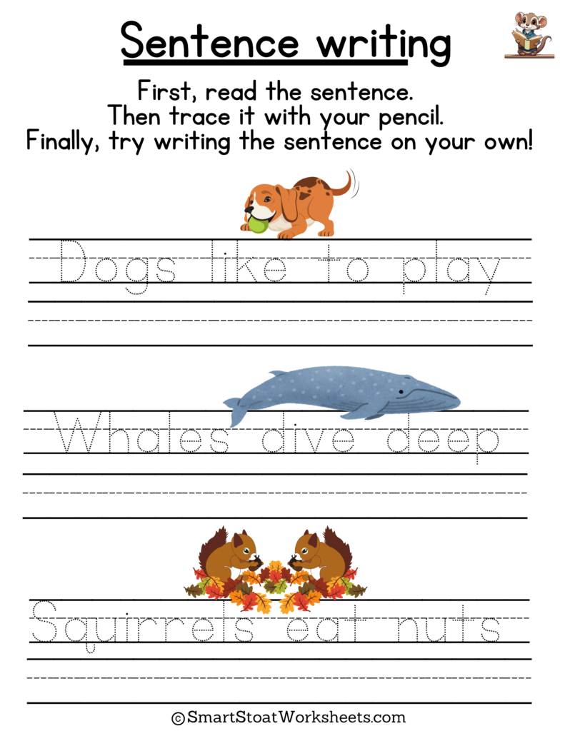 Writing Sentences Worksheet for Kindergarten