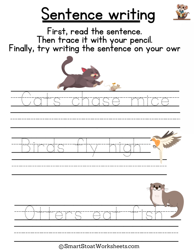 Writing Sentences Worksheet for Kindergarten