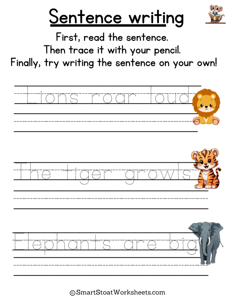 Writing Sentences Worksheet for Kindergarten