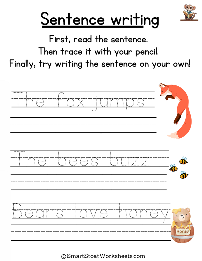 Writing Sentences Worksheet for Kindergarten