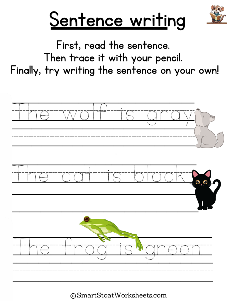 Writing Sentences Worksheet for Preschool kids