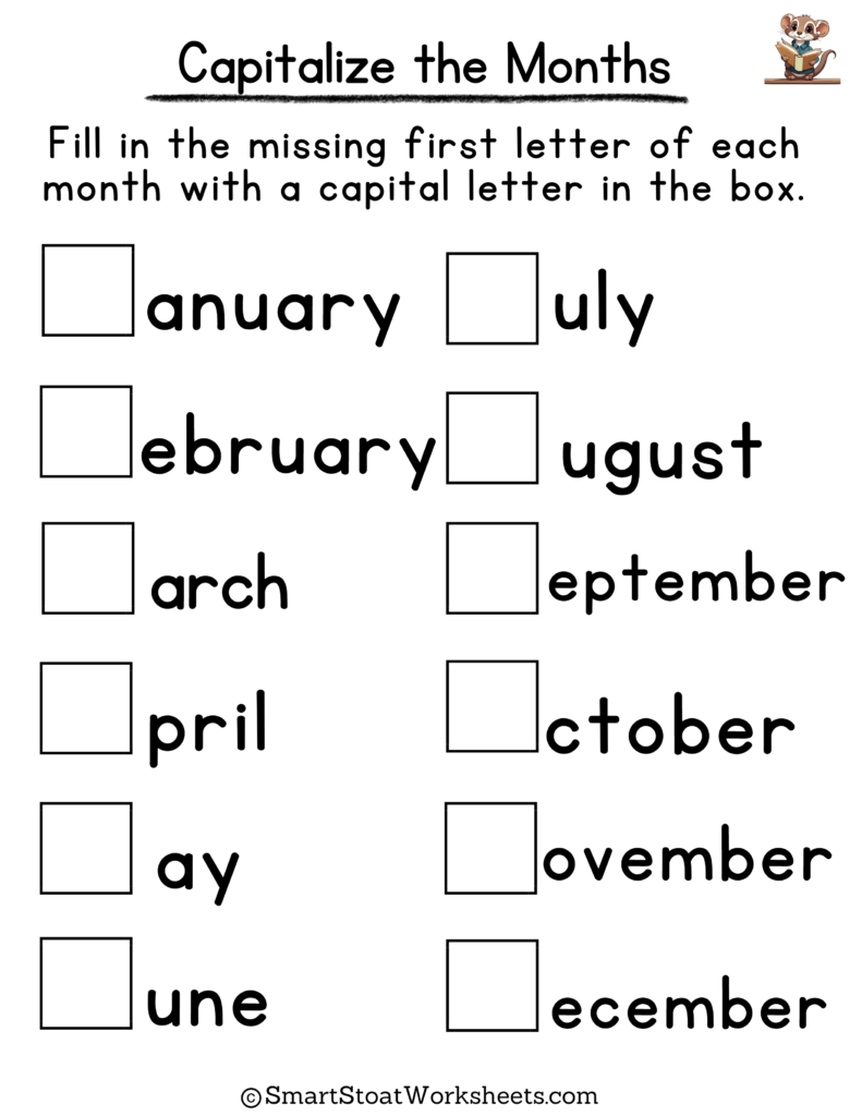 month worksheet