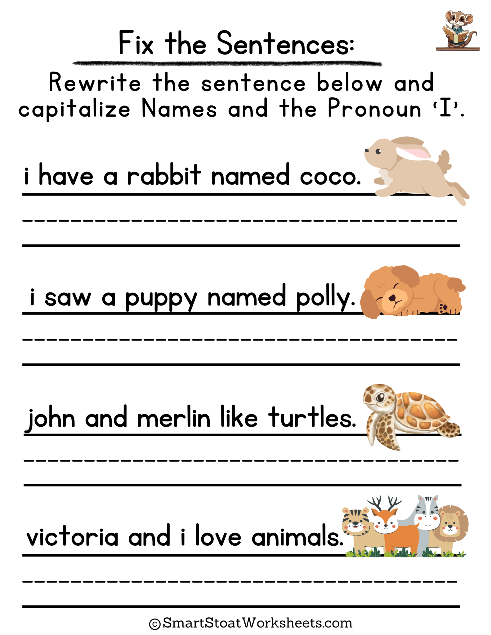Practice Capitalization Worksheets for Kindergarten Kids