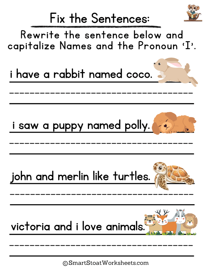 pronoun i worksheet