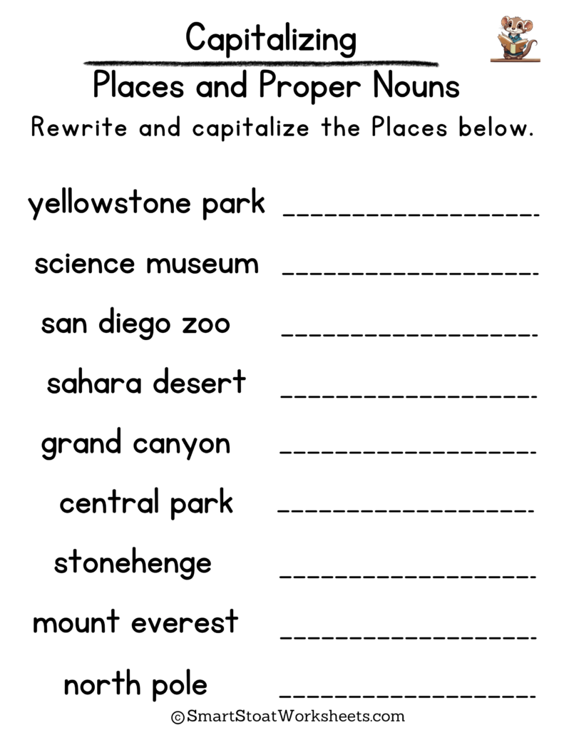 proper nouns worksheet