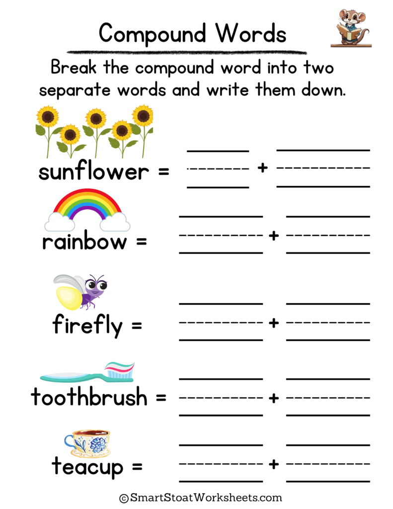 Compound Words Worksheets for Presk