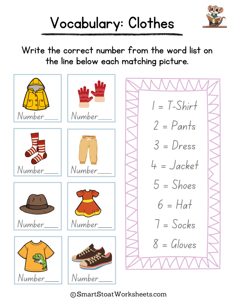 clothes vocabulary worksheet