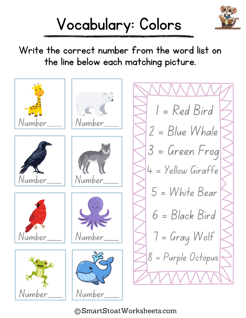 colors worksheet for kindergarten