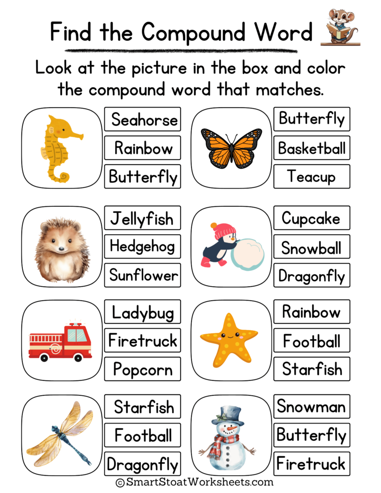 Compound Words Worksheets for Kindergarten and Preschool Kids