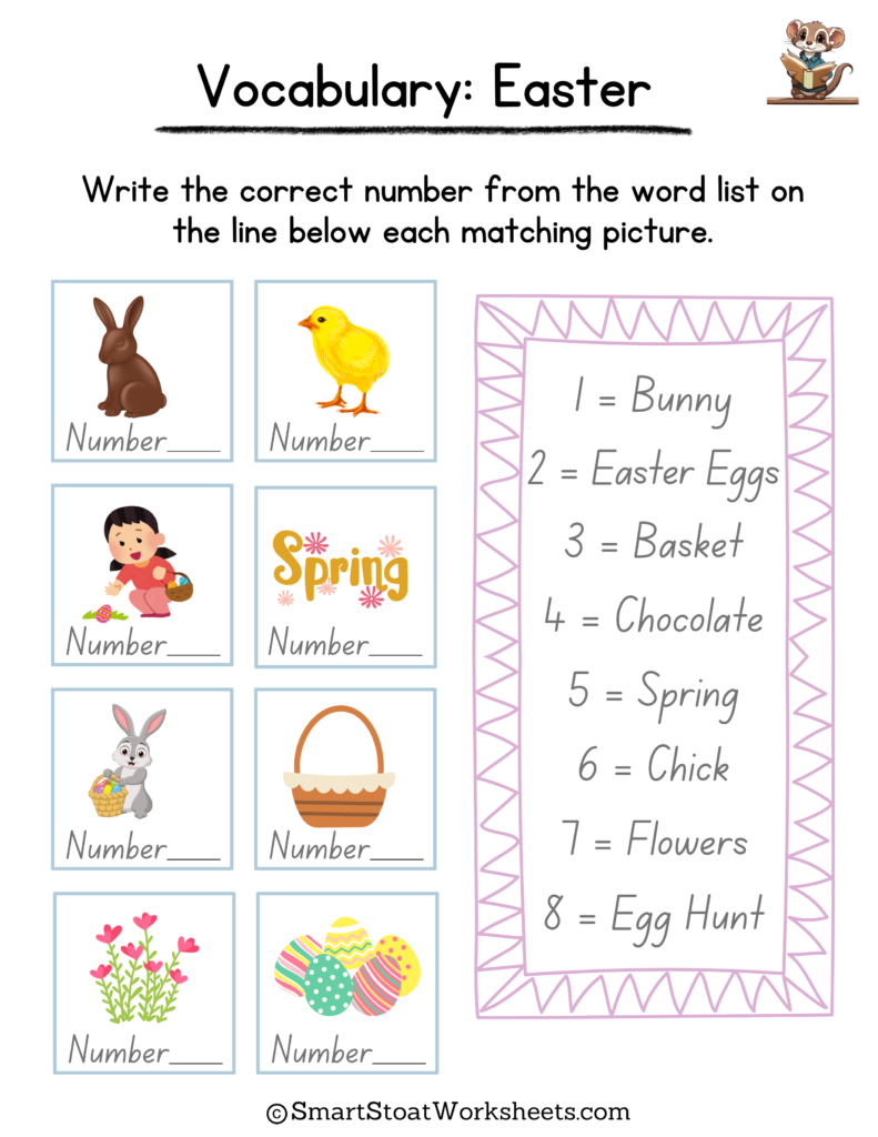 easter vocabulary worksheet