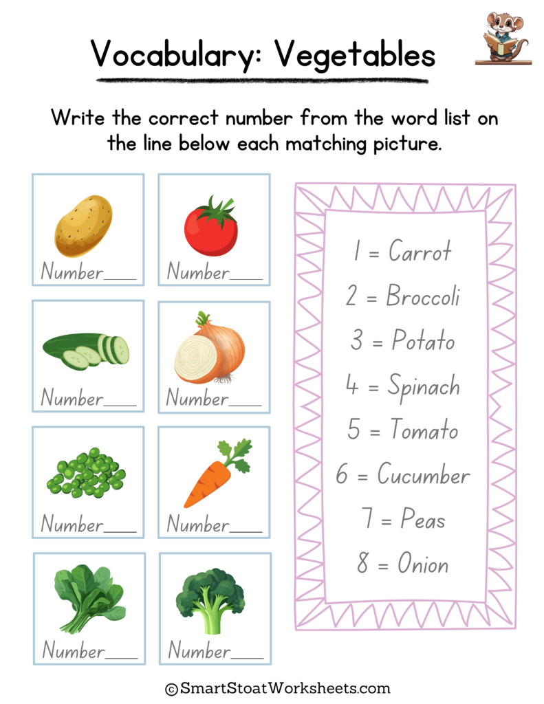 food vocabulary worksheet