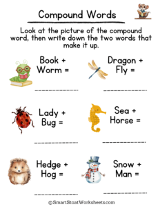 Compound Words Worksheets for Kindergarten and Preschool Kids