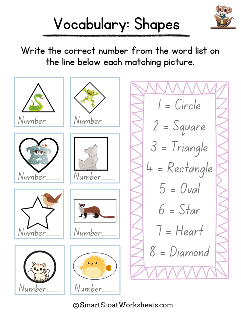 shapes worksheets vocabulary